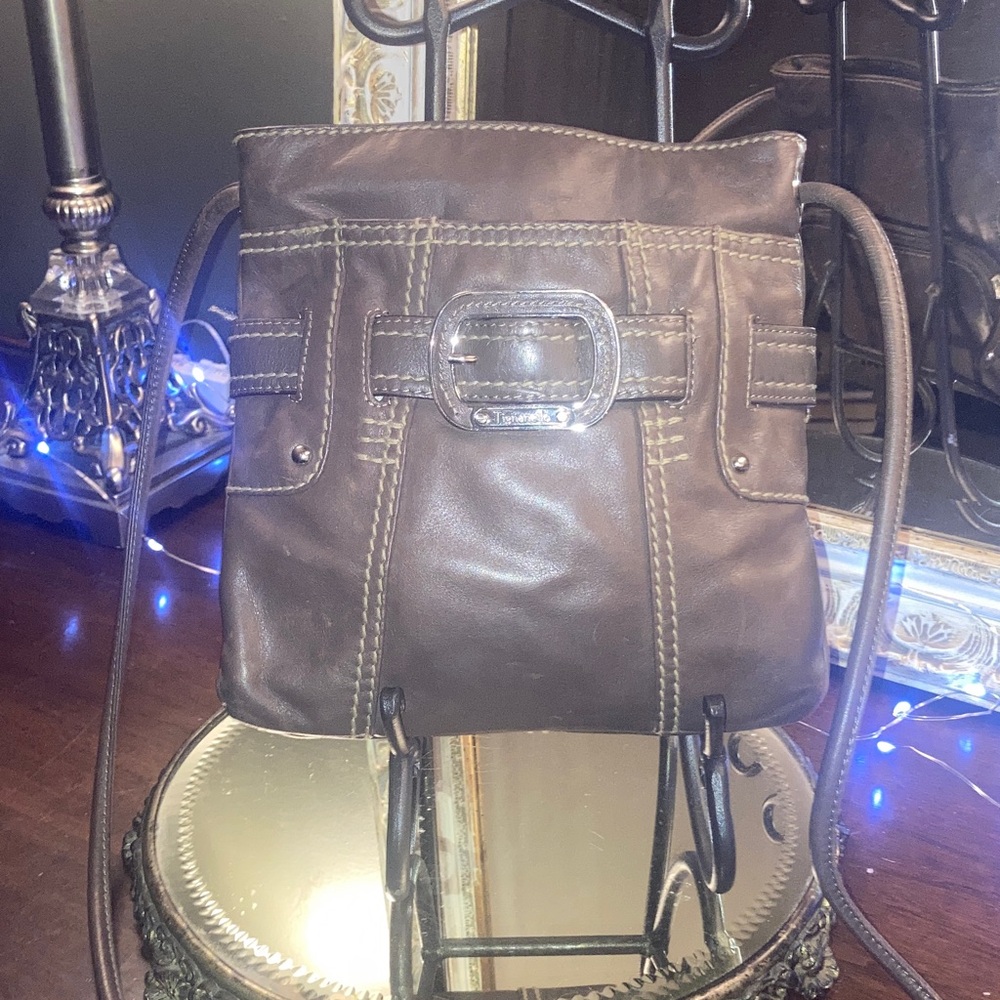 Genuine Tignanello Classic  Chestnut Brown Leather Crossbody Bag